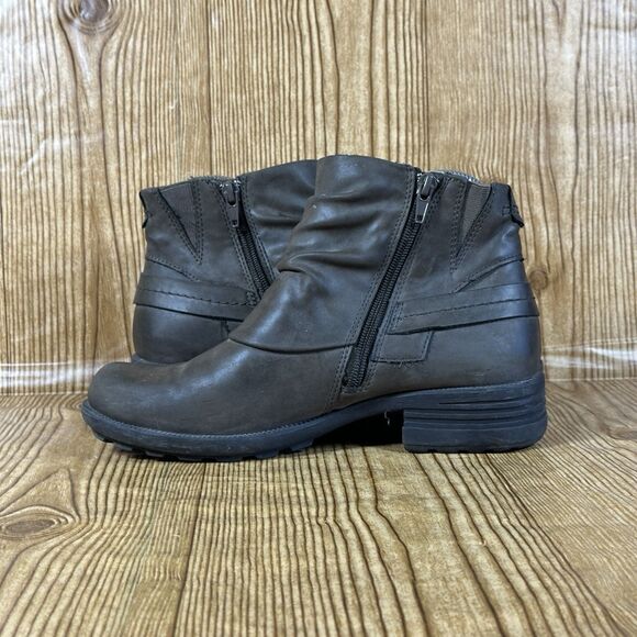 Earth Origins Pam Ankle Bootie Boots Women’s  Size 8.5 W Brown Side Zip‎ - Picture 7 of 11